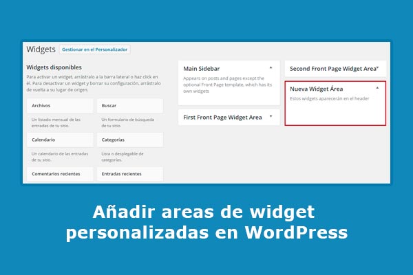Añadir áreas de widget personalizadas en WordPress